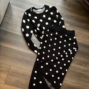 Victor Glemaud Black and White Polka Dot knit sweater and skirt set.